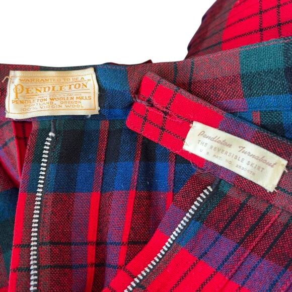 Pendleton Vintage Plaid Wool Skirt Turnabout 50s Pleated ReversibleRetro - Picture 7 of 10
